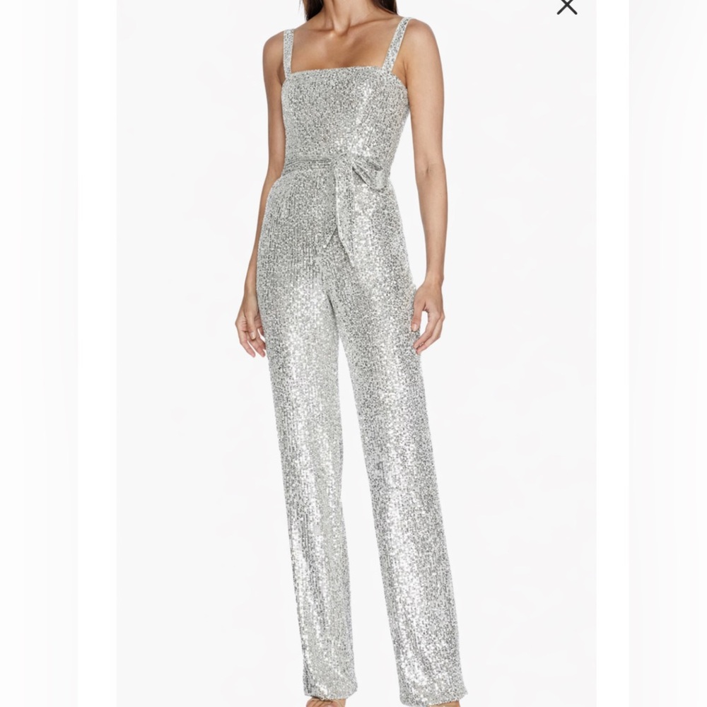 Dress the Population Silver Sequin Jumpsuit